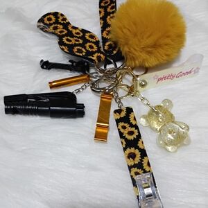 Sunflower Keychain Set with Yellow Pom Pom
